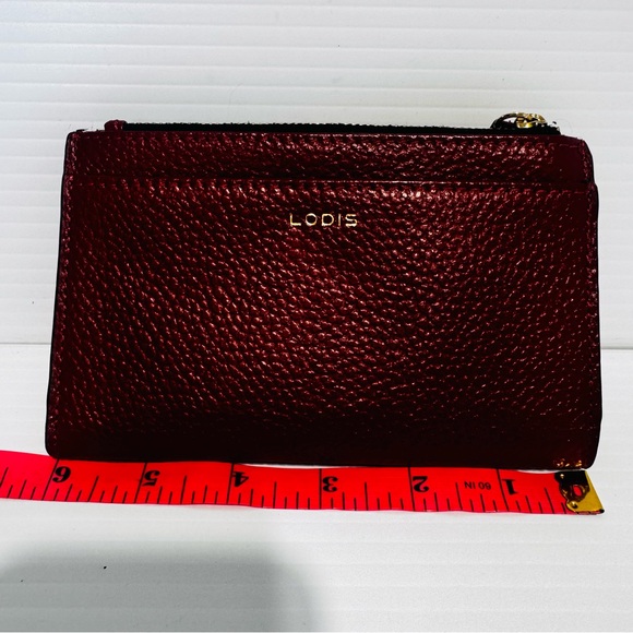 Lodis Red Leather Zip Card Case Wallet - Picture 11 of 12